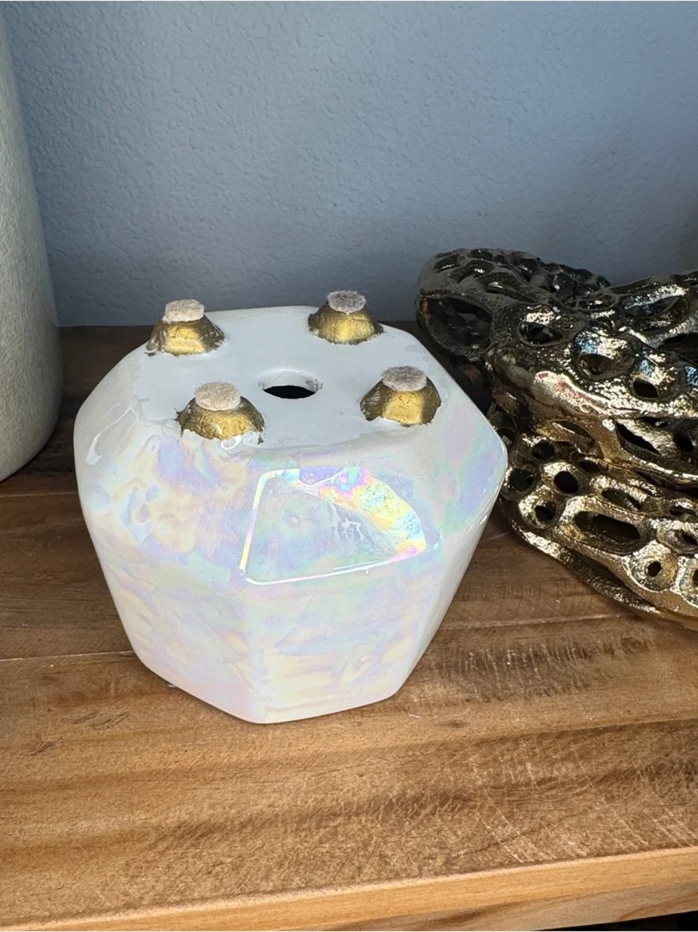Pearl Glaze Ceramic Geometric Planter - Modern Home Accent